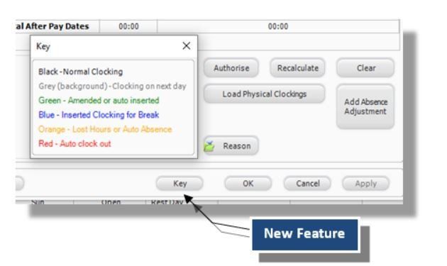 New Department Sections Viewer and Amend Clockings Colour Codes Key Available with Tensor.NET Version 4.4.0.40 image 1