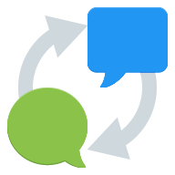 Speech bubbles with translation arrows